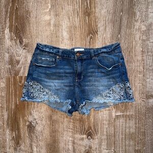 BONGO Blue Jean Shorts with Lace Detail